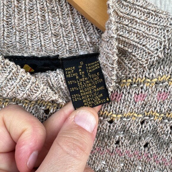 Vintage Liz Sport Mock Neck Sweater Women's Small Multicolor Grandpa Coastal - Picture 2 of 7